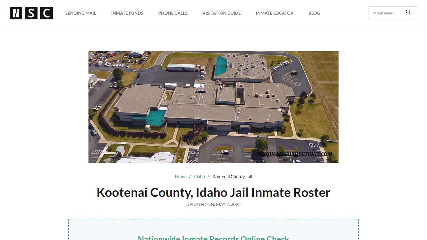 Kootenai County, Idaho Jail Inmate Roster