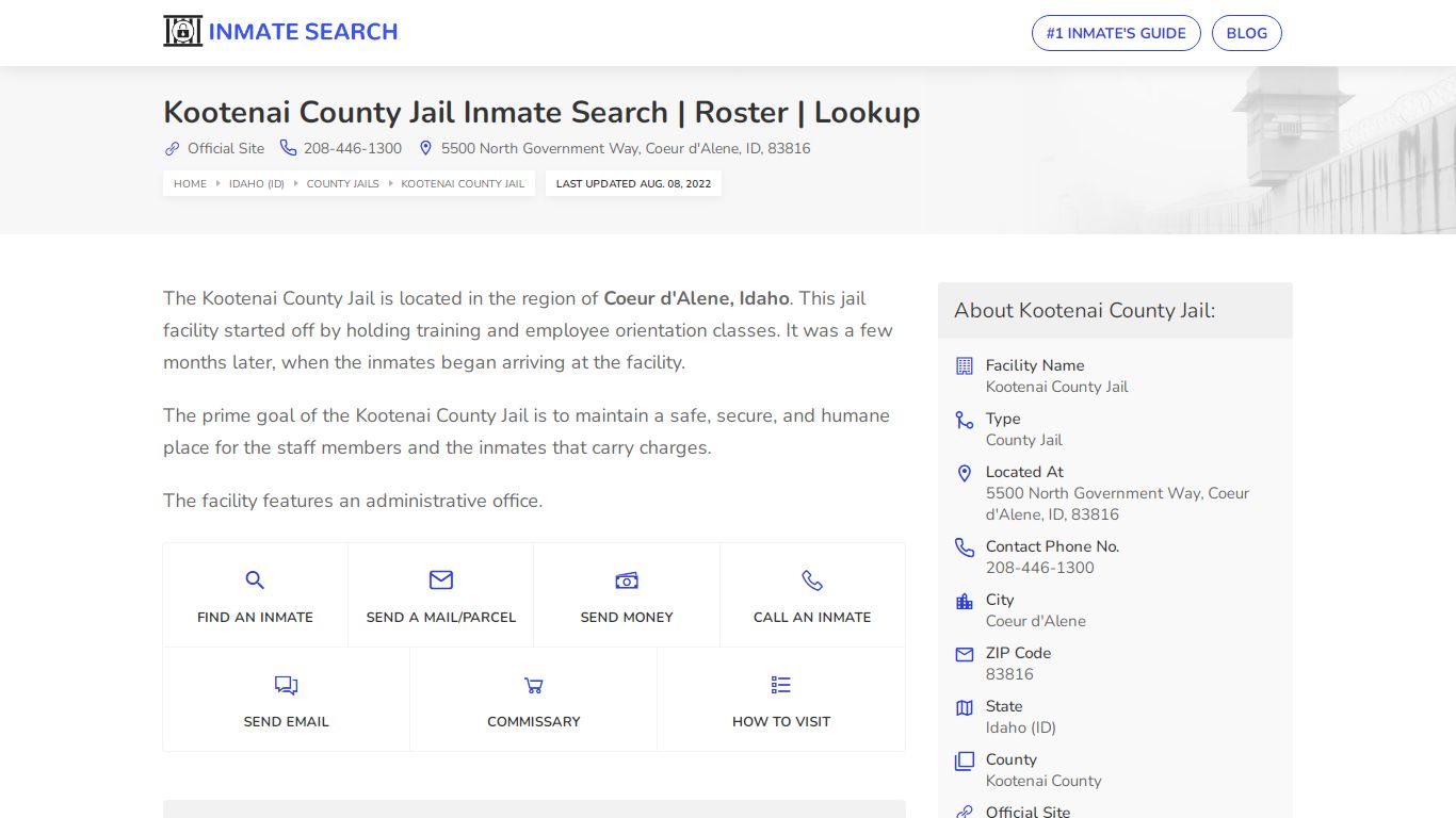 Kootenai County Jail Inmate Search | Roster | Lookup